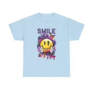 Smile Floral Graphic Tee unisex cotton tee gothic