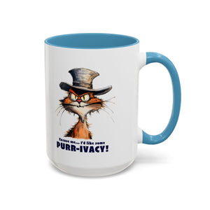 Funny Cat Coffee Mug - Purr-ivacy & Puppy Humor, Gifts for Cat Lovers, Home Office Accessories, Birthday, Pet Owner Mug