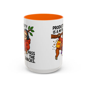 Funny Sloth Coffee Mug, Humor Mug Gift, Productivity Myth Mug, Cute Sloth Cup, Quirky Office Mug