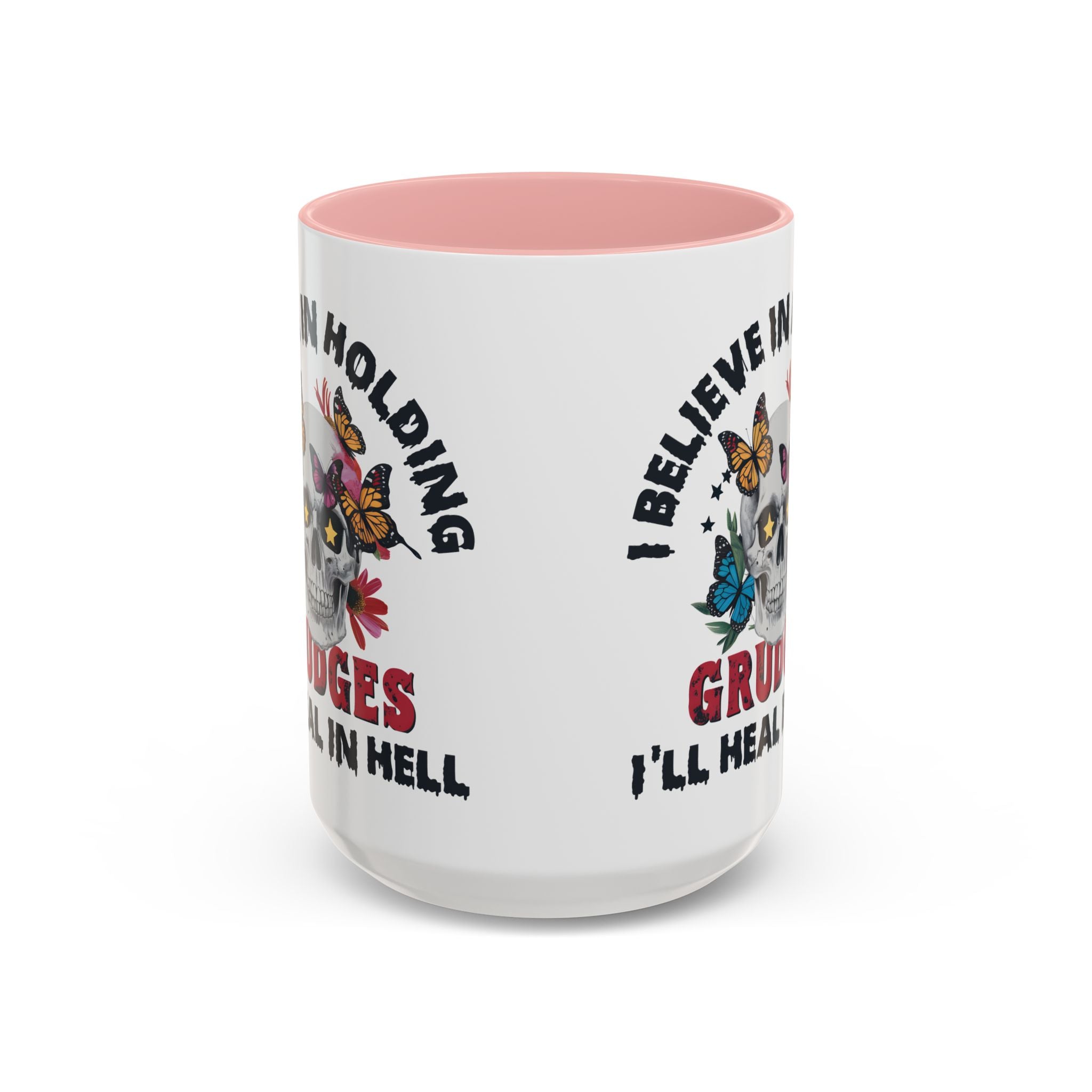 Grudge-Holder Coffee Mug - 11 & 15oz Ceramic with Floral Skull Design gothic horror art