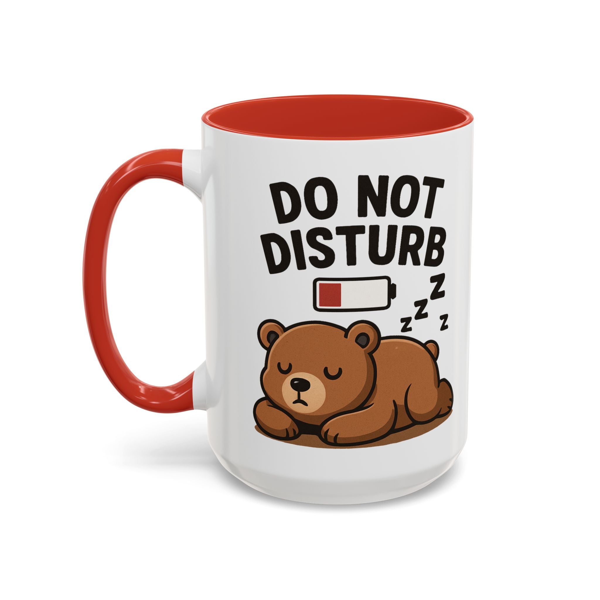 Do Not Disturb Bear Coffee Mug – Low Battery Cute Sleeping Bear Accent Mug (11/15oz)