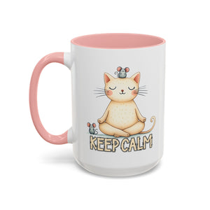 Serene Cat Coffee Mug, Funny Pet Lover's Gift, Cute Keepsake for Relaxation, Relaxing Drinkware, Quirky Home Decor