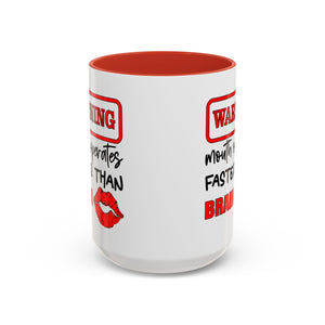 Funny Warning Coffee Mug - 'Mouth Operates Faster Than Brain' - Perfect for Coffee Lovers