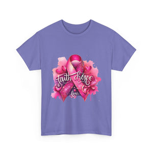 Breast Cancer Awareness Tee, Faith and Hope Message Shirt, Support Shirt, Gift for Survivors, Inspirational T-Shirt