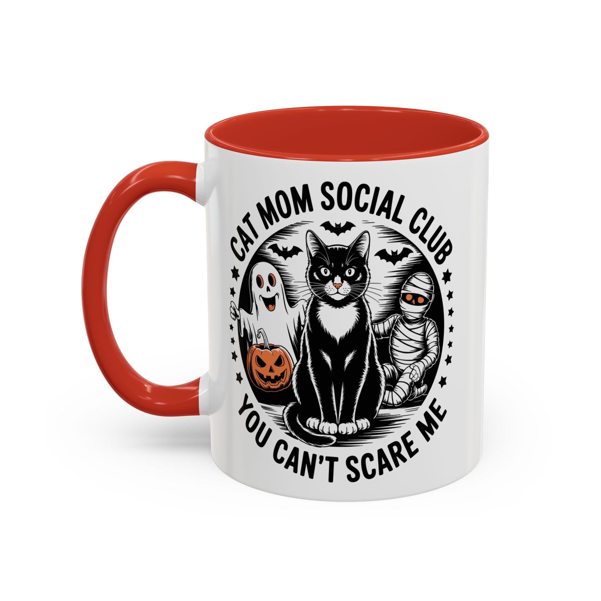 Halloween Cat Mom Coffee Mug - Spooky Social Club Design