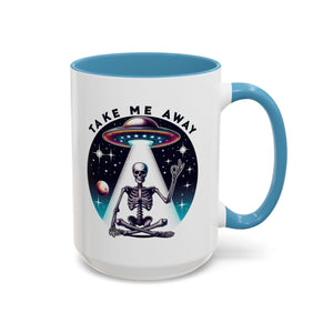 Galactic Skeleton Coffee Mug, Take Me Away Mug, Space-Themed Mug, Unique Gift for alien Lovers, Sci-Fi Cafe Mug