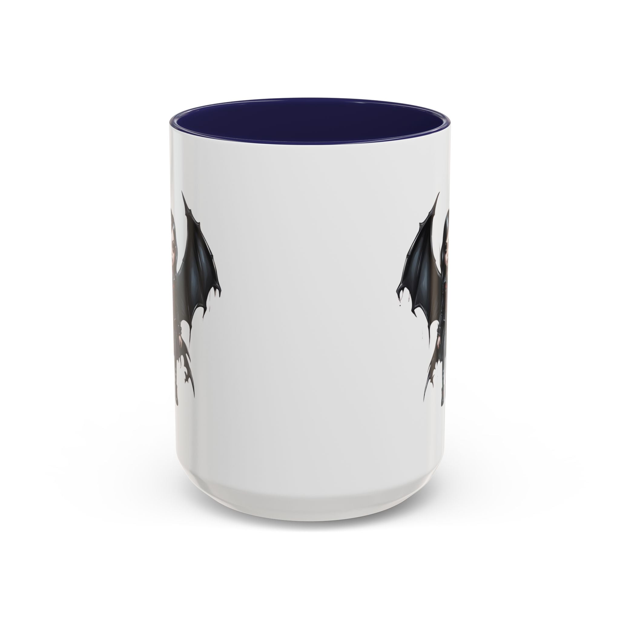 Gothic vampire girl with bat wings horror art Accent Coffee Mug (11, 15oz) vamp18