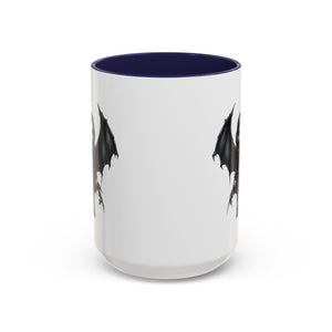 Gothic vampire girl with bat wings horror art Accent Coffee Mug (11, 15oz) vamp18