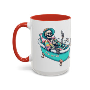 Rest in Peace Skeleton Coffee Mug - Fun Halloween Gift, Unique Home Decor, Hilarious Office Cup, Quirky Birthday Present, Spooky