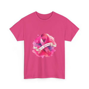 Empowering Cancer Awareness Tee - She is Strong, Support Shirt, Gift for Survivors, Pink Ribbon Apparel, Breast Cancer Awareness