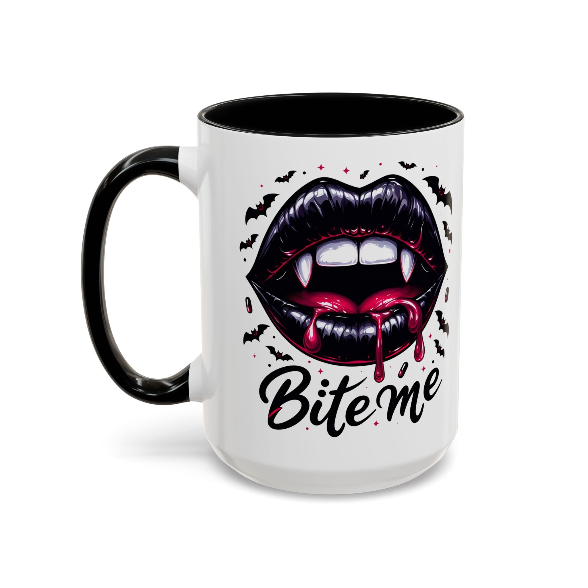 Vampire Themed Coffee Mug - "Bite Me"  halloween bats horror art cup