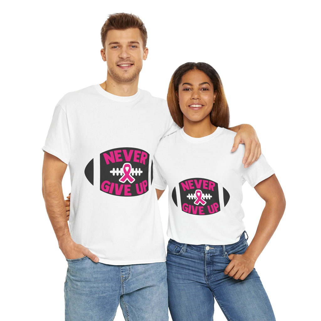Motivational Football Tee, Never Give Up Shirt, Unisex Cotton T-shirt, Support Awareness, Athletic Gift, Sportswear, Inspirational Apparel