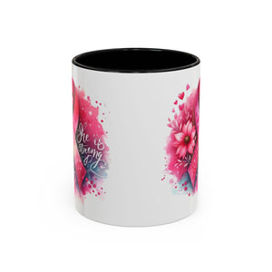 Breast Cancer Awareness Coffee Mug - Inspirational Gift, Motivational Drinkware, Supportive Cup, Pink Ribbon Design, She Is Strong