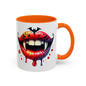 Halloween Vampire Coffee Mug, Spooky Drinkware, Goth Kitchen Decor, Pumpkin Mug, Horror Lover Gift