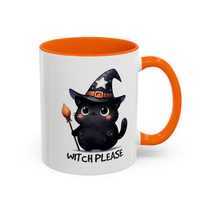 Cute Witch Cat Coffee Mug - Perfect for Halloween, Cat Lover Gift, Witch Please Design, Black Cat Mug, Cozy Drinkware