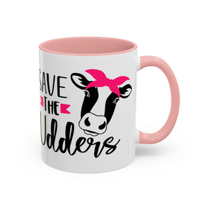 cancer awareness Cute Cow Mug - Save the Utters Coffee Cup, Gift for Animal Lovers,  Mug, Unique Birthday Gift