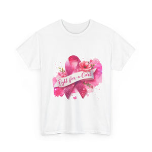 Fight for a Cure Unisex Heavy Cotton Tee | Breast Cancer Awareness Shirt, Support Tee, Gift for Her, Charity Fundraiser Tee, Pink Ribbon Tee