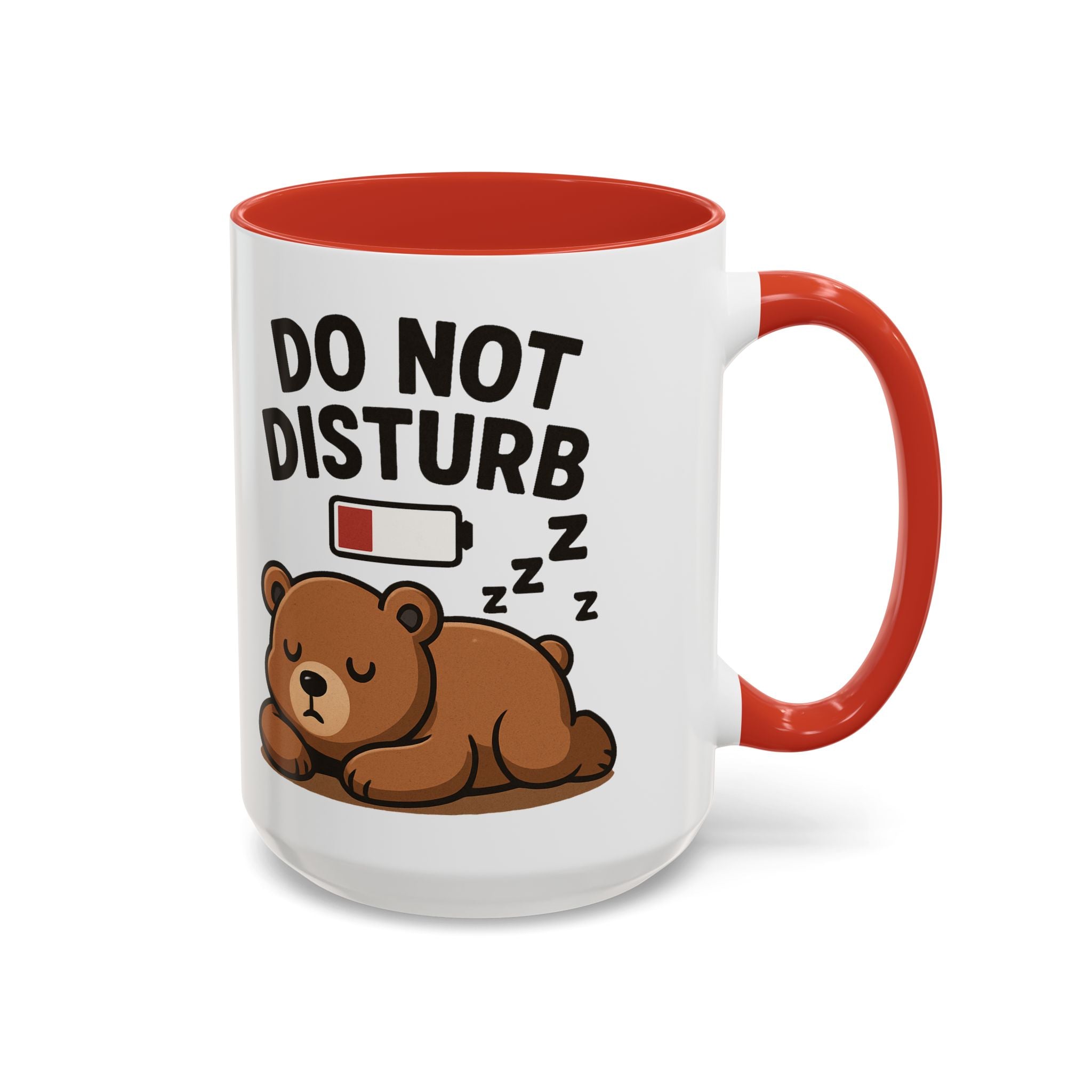 Do Not Disturb Bear Coffee Mug – Low Battery Cute Sleeping Bear Accent Mug (11/15oz)