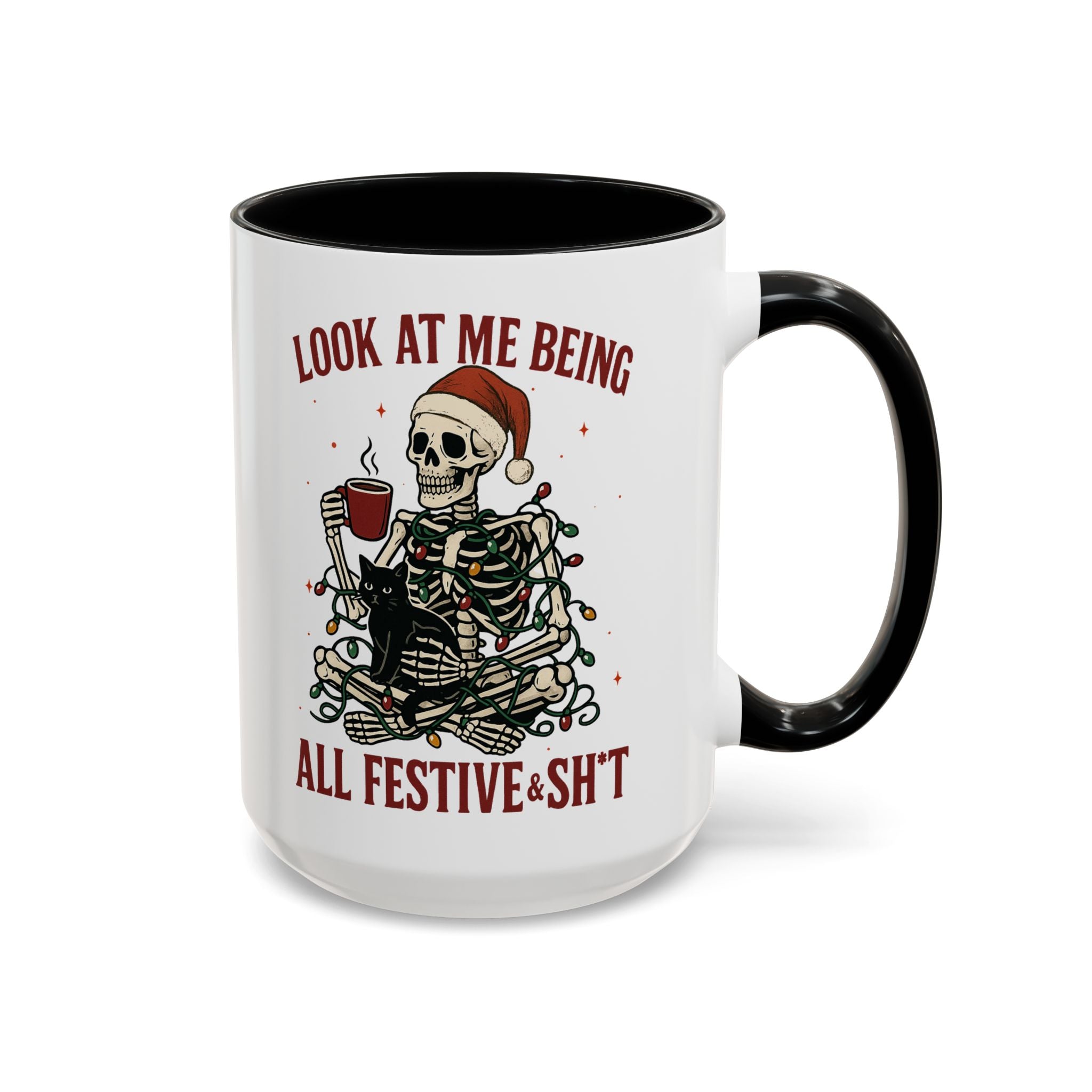 Festive Skeleton Christmas cheer winter Coffee Mug funny adult humor cup