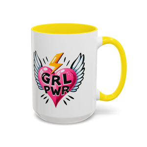 Empowering Heart Coffee Mug | Inspirational Gift for Women, GRL PWR Mug, Cute Kitchen Decor, Unique Friendship Gift, Motivational Coffee Cup