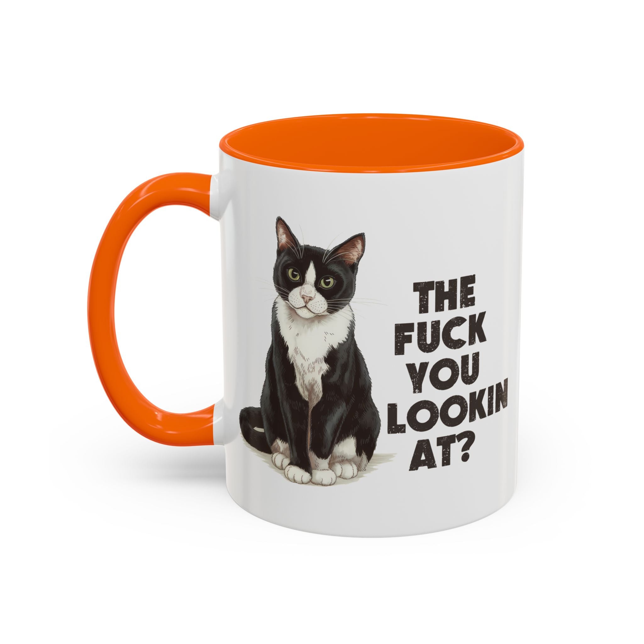 Humorous Cat Accent Coffee Mug - "What You Lookin' At?" 11/15oz attitude and sarcasm