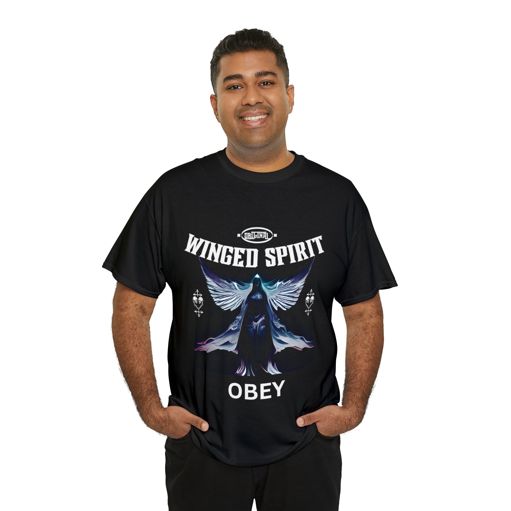 Obey winged spirit gothic Unisex Heavy Cotton Tee mens black