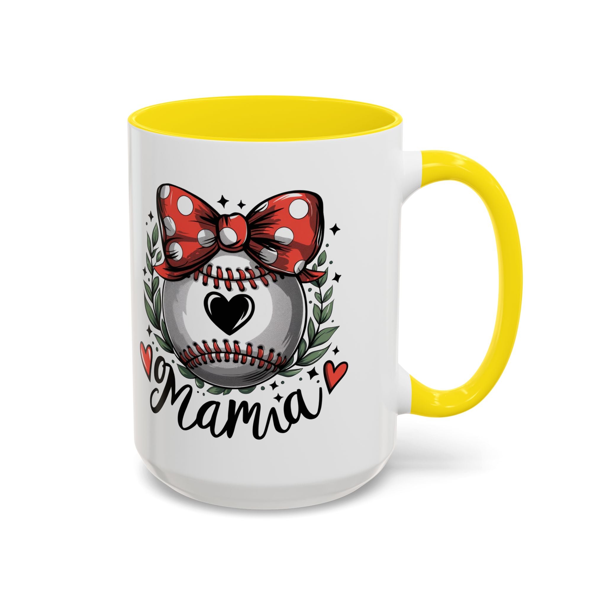 Mama's Accent Coffee Mug | Baseball & Heart Design | Gift for Mom, Mother's Day, Birthday, Coffee Lovers, Baseball Fans