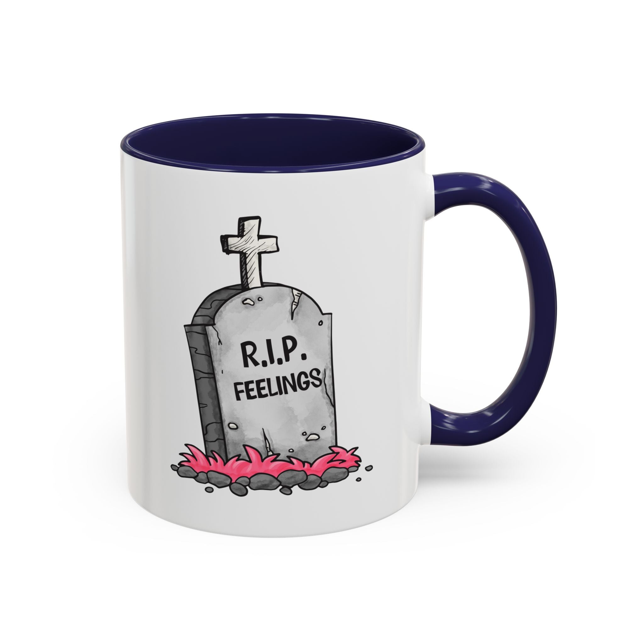 Coffee Mug — RIP Feelings Tombstone Accent Mug anti valentine