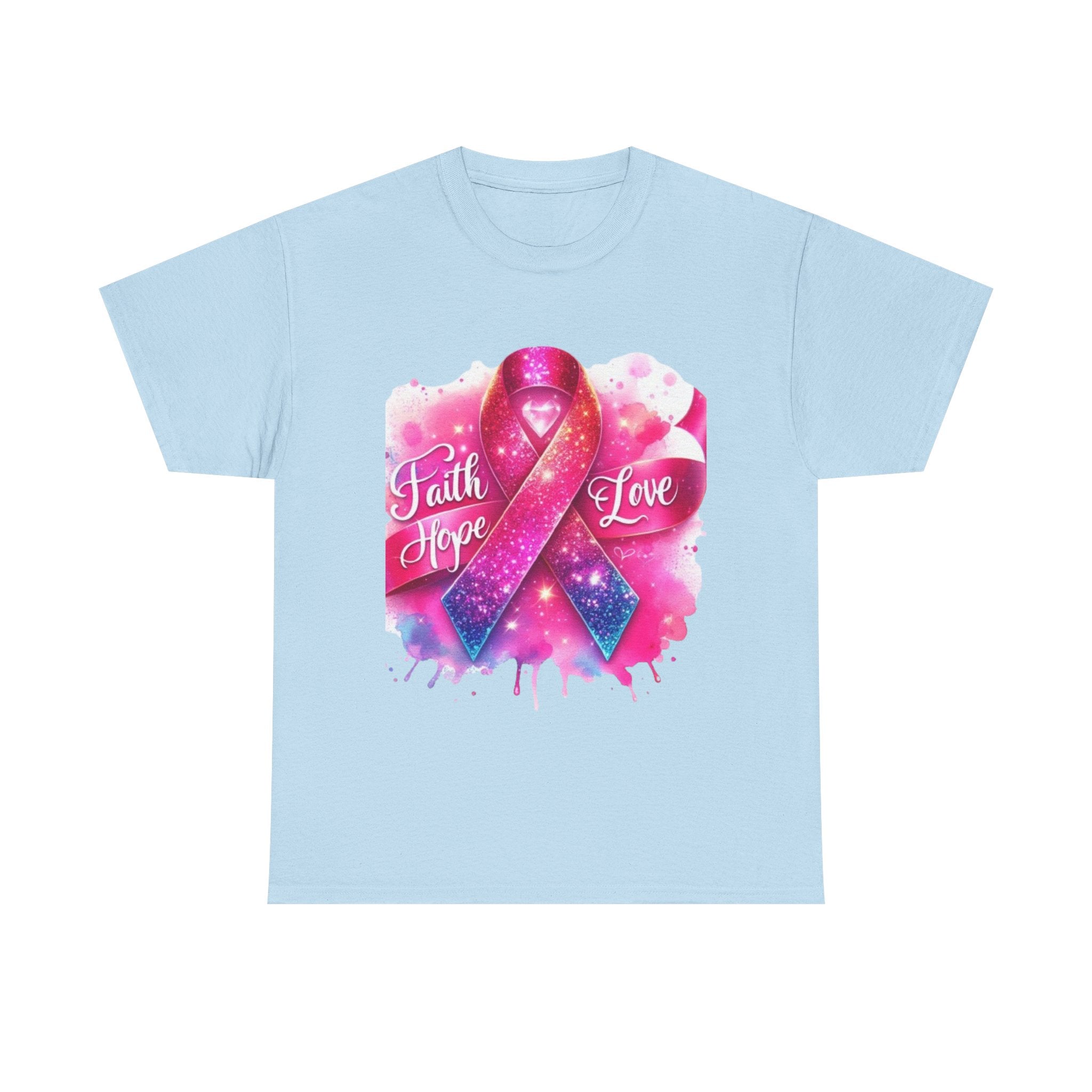 Faith, Hope, Love Tee - Unisex Heavy Cotton T-Shirt, Inspirational Shirt, Cancer Awareness Gift, Motivational Apparel, Stylish Everyday Wear