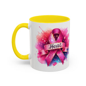 cancer awareness Inspirational Coffee Mug, Healing Ribbon Mug, Gift for Cancer Survivors, Motivational Drinkware, Support