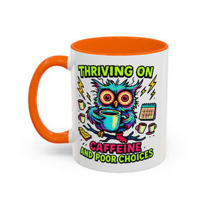 Thriving on Caffeine Mug | Funny Owl Coffee Cup | Gift for Coffee Lovers | Cute Kitchen Decor | Birthday, Holiday Gift
