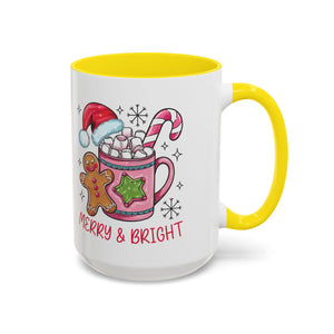 Festive Gingerbread Coffee Mug, Christmas Gift, Holiday Coffee Cup, Merry & Bright Mug, Winter Mug, Hot Chocolate Holder