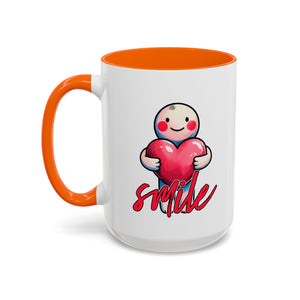 Smiling Heart Accent Coffee Mug - 11oz & 15oz | Cute Gift for Friends & Family