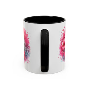 Breast Cancer Awareness Coffee Mug - Inspirational Gift, Motivational Drinkware, Supportive Cup, Pink Ribbon Design, She Is Strong