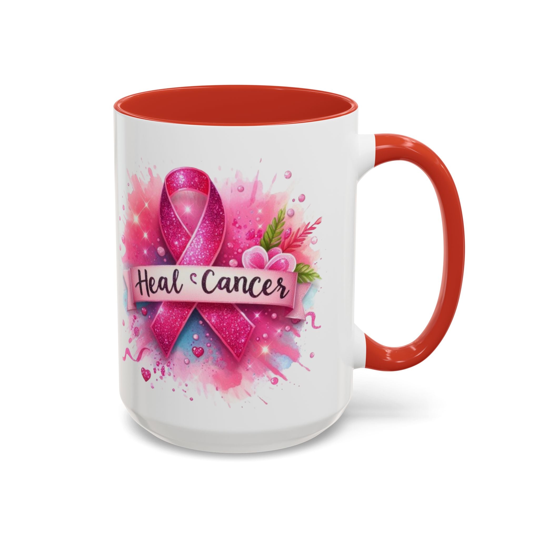 Pink Ribbon Healing Coffee Mug | Support Cancer Awareness | Inspirational Gift | Breast Cancer Support | 11oz & 15oz Options