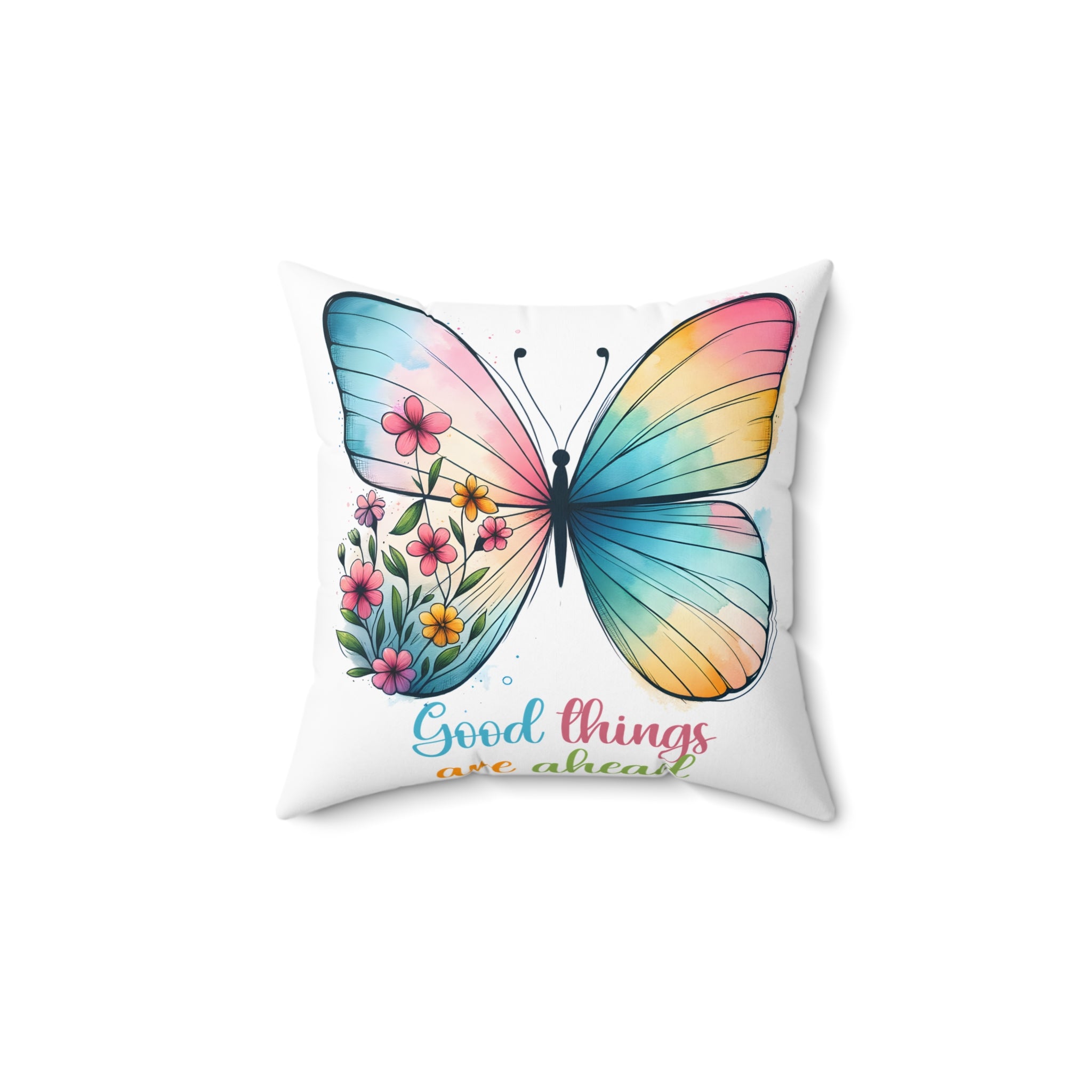 Butterfly Pillow – "Good Things Are Ahead" Decorative Throw Pillow