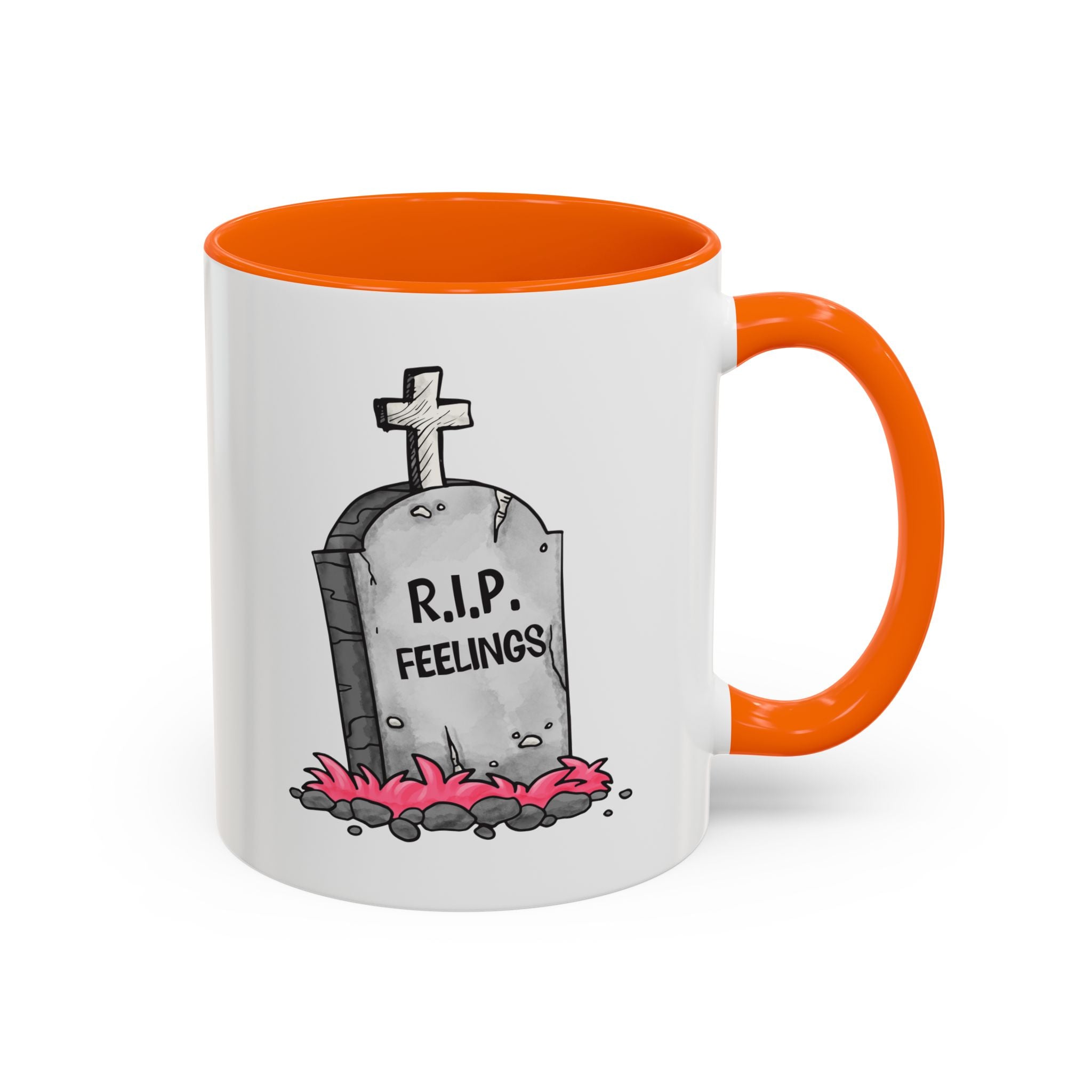 Coffee Mug — RIP Feelings Tombstone Accent Mug anti valentine