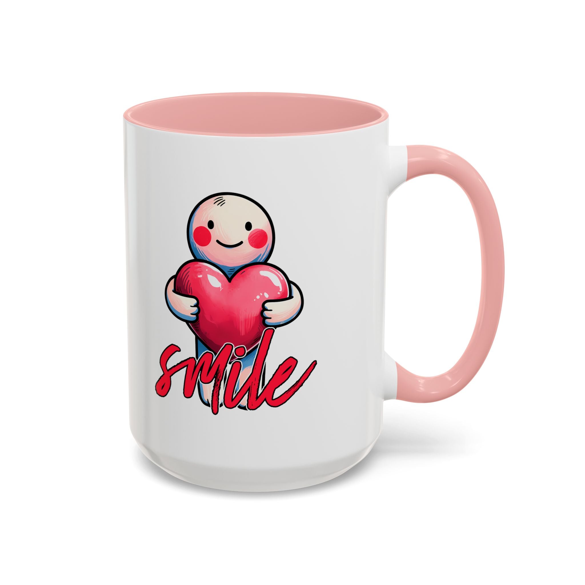 Smiling Heart Accent Coffee Mug - 11oz & 15oz | Cute Gift for Friends & Family