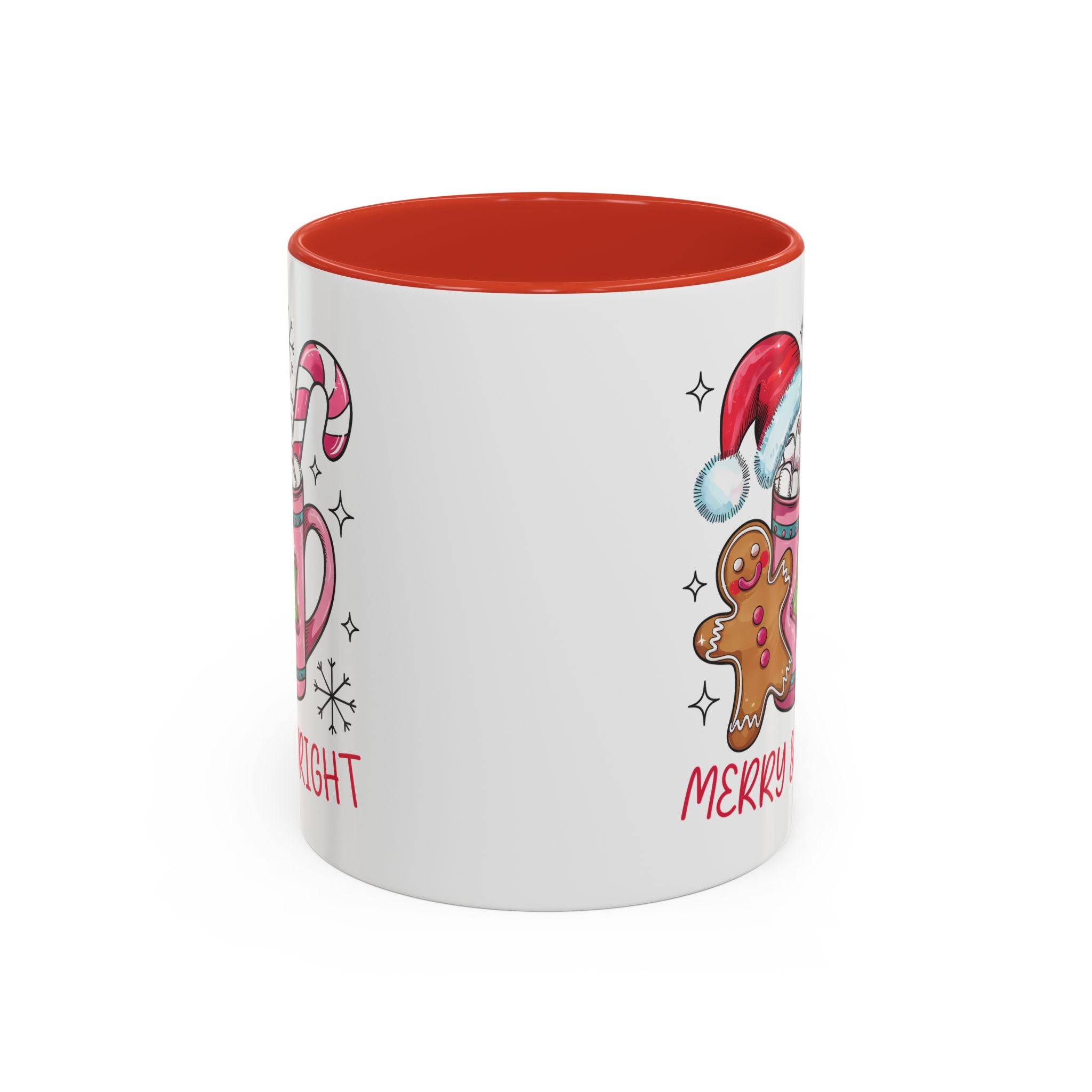 Festive Gingerbread Coffee Mug, Christmas Gift, Holiday Coffee Cup, Merry & Bright Mug, Winter Mug, Hot Chocolate Holder