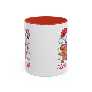 Festive Gingerbread Coffee Mug, Christmas Gift, Holiday Coffee Cup, Merry & Bright Mug, Winter Mug, Hot Chocolate Holder