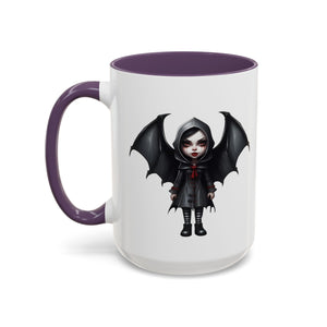 gothic vampire girl with wings horror art Accent Coffee Mug (11, 15oz) vamp14