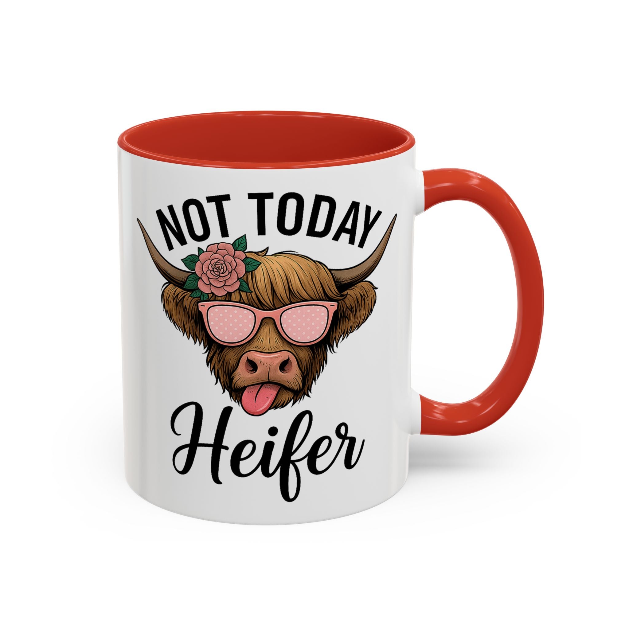 Not Today Heifer Coffee Mug — Funny Cow Mug with Sunglasses (11/15oz)
