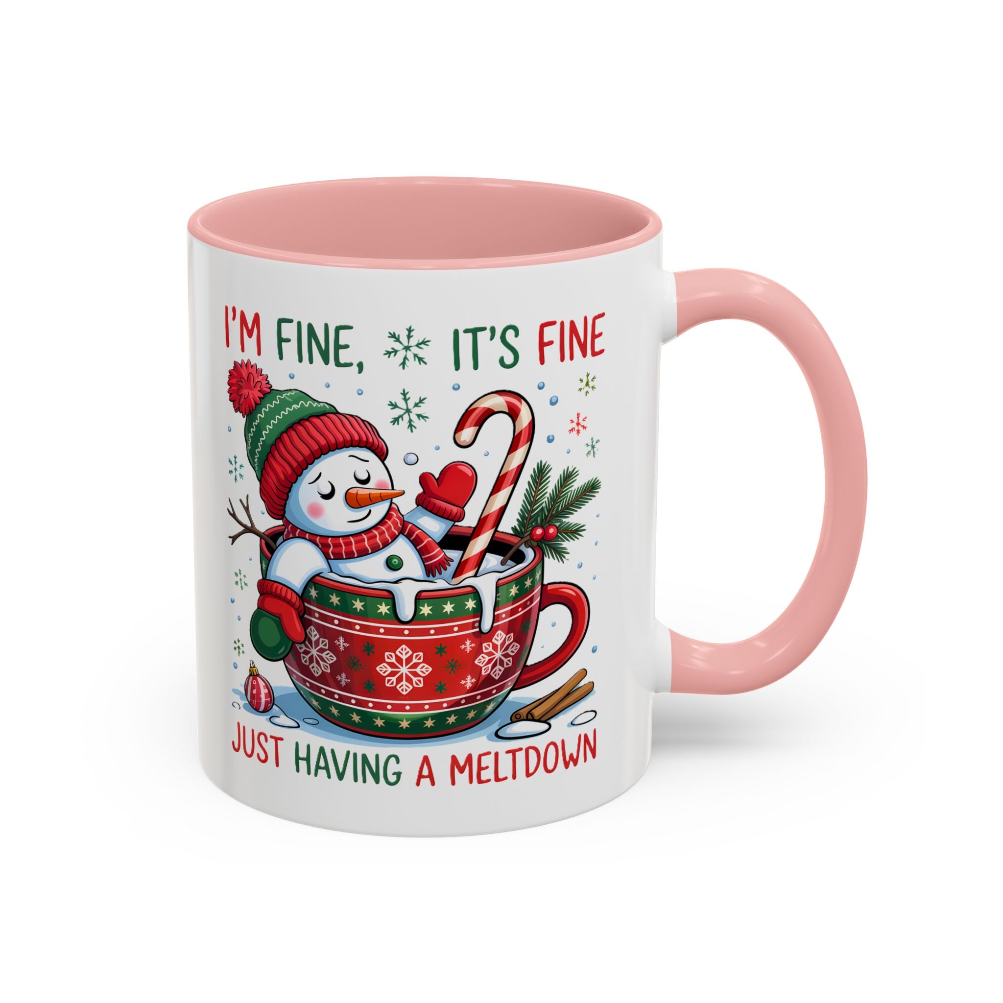 Festive Holiday Coffee Mug - "I'm Fine, It's Fine" Snowman Design sarcasm humor funny