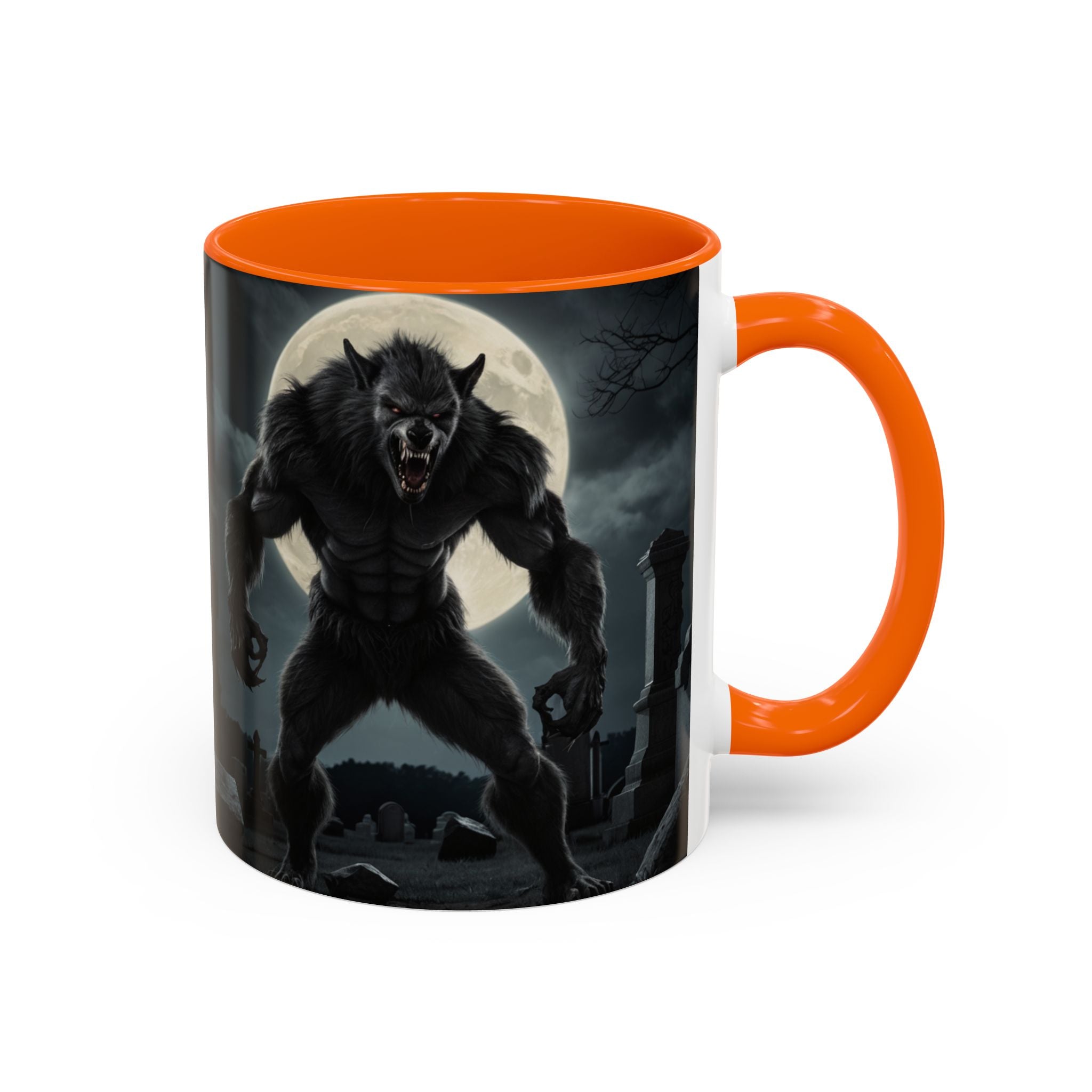 Werewolf Graveyard Coffee Mug — Gothic Moonlit Horror Accent Mug (11/15oz) fantasy