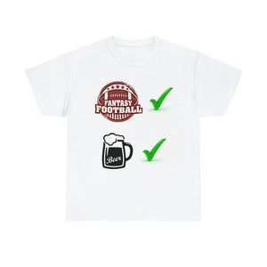 Fantasy football and beer Unisex Heavy Cotton Tee