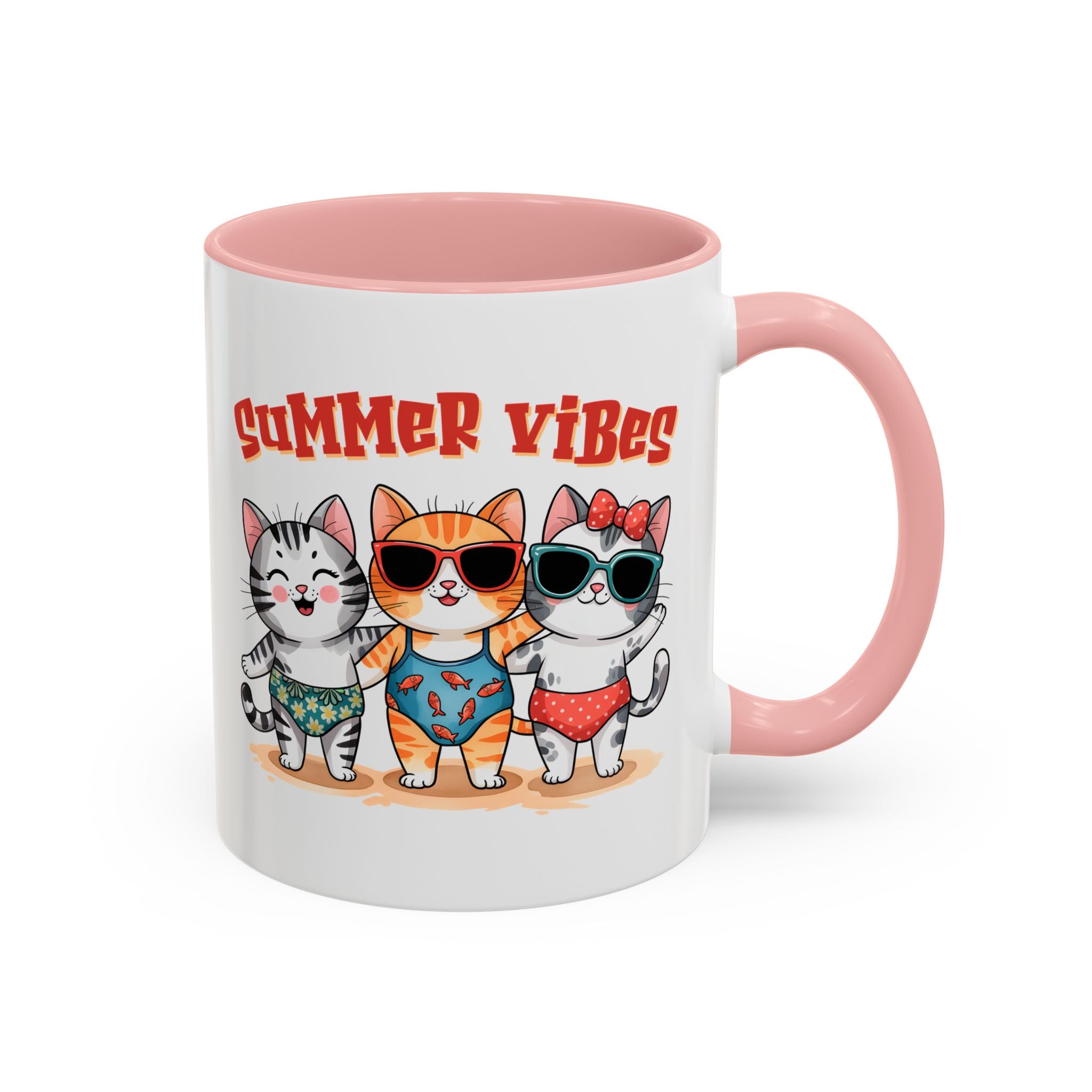 Summer Vibes Cat Coffee Mug - Fun Accent Mug for Cat Lovers