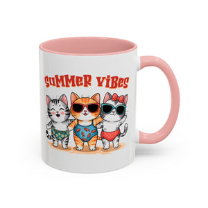 Summer Vibes Cat Coffee Mug - Fun Accent Mug for Cat Lovers