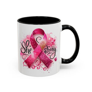 Empowering Pink Ribbon Coffee Mug - Gift for Survivors, Breast Cancer Awareness, Motivational Mug, Inspirational Drinkware, Self-Care Gift