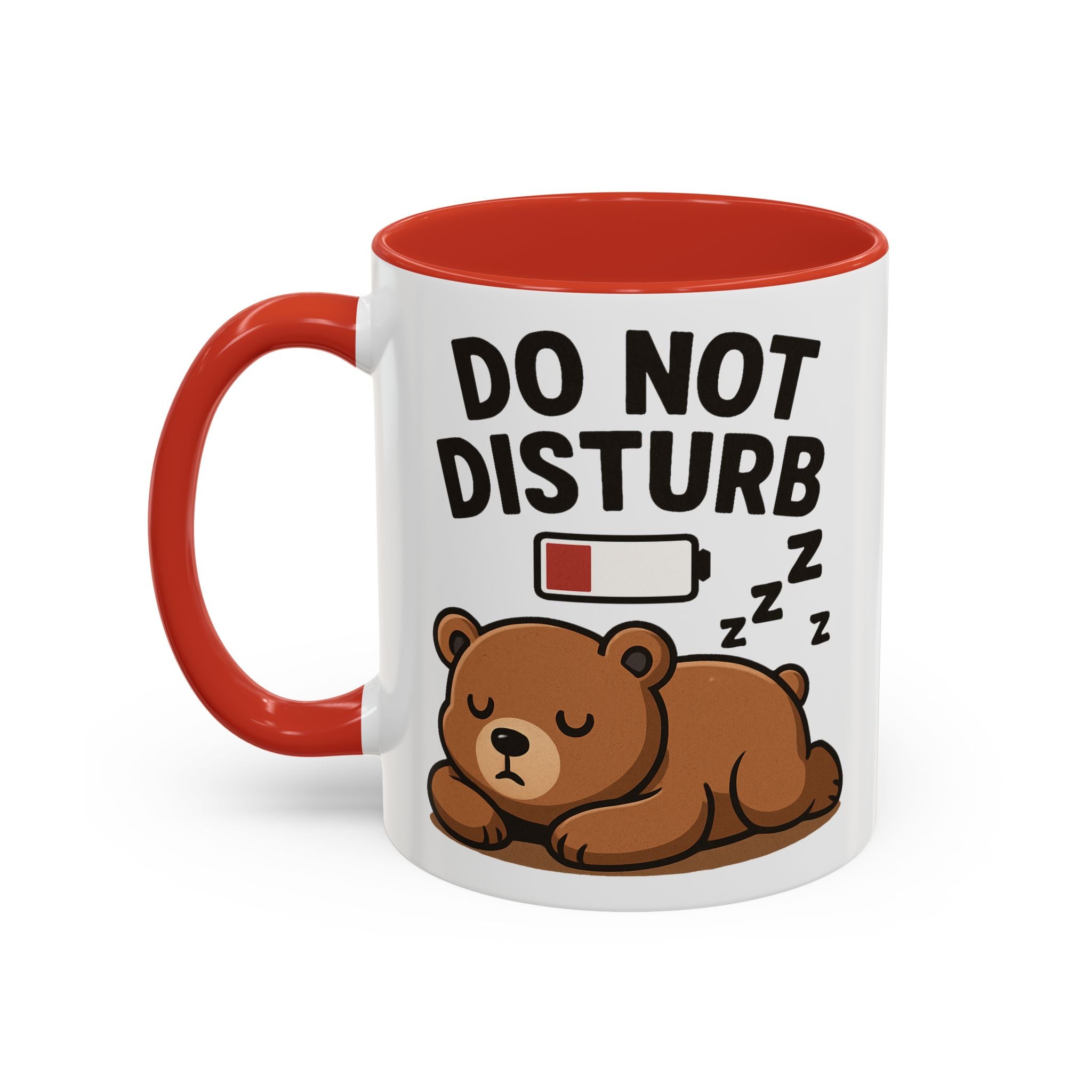 Do Not Disturb Bear Coffee Mug – Low Battery Cute Sleeping Bear Accent Mug (11/15oz)