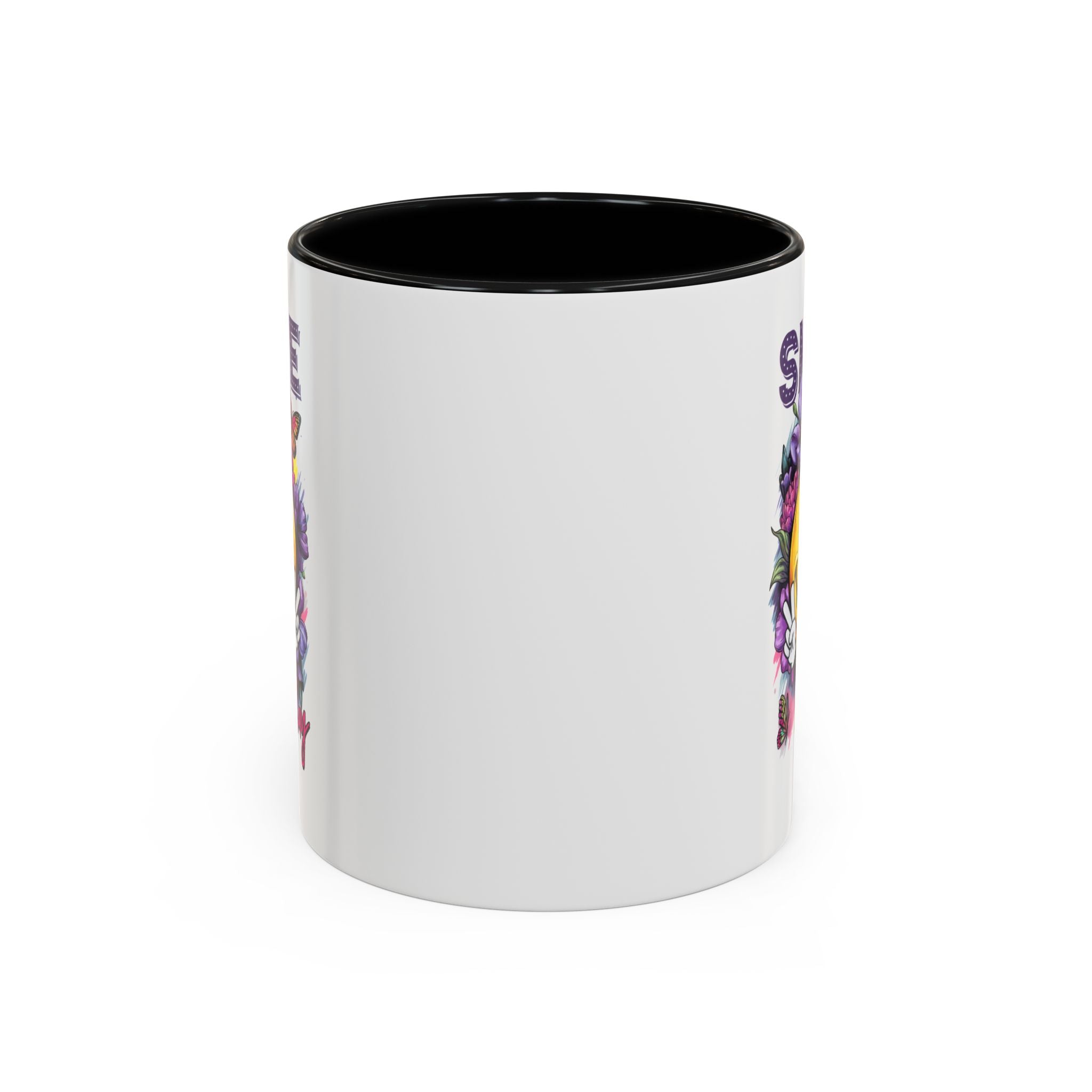 Smile Stay Accent Coffee Mug - Vibrant Floral Design for Positive Vibes